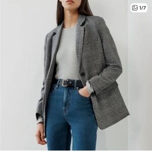 Everlane Glen Plaid Houndstooth Wool Blazer 2